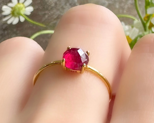 宝石の女王の指輪｜ルビー 天然石 一粒リング ゴールド/シルバー