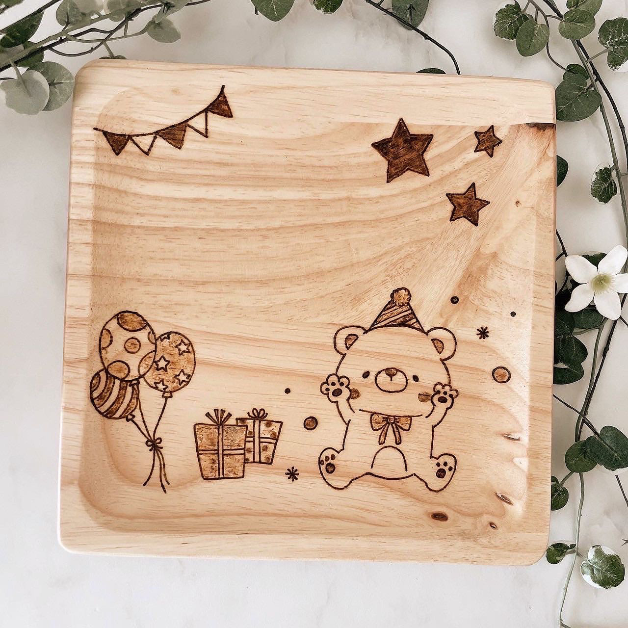 ウッドバーニング くま クマ プレート イラスト 名入れ 無料 名前入り名前