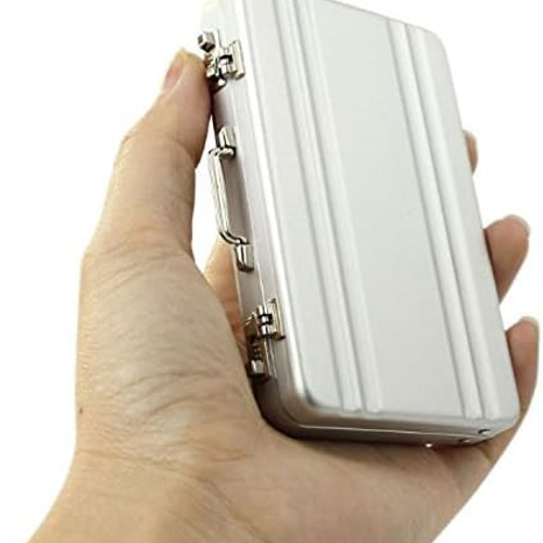 ゼロハリバートン名刺入れアタッシュケース型カードケースシルバー ZERO HALLIBURTON 美品 ゼロハリバートン 名刺入れ