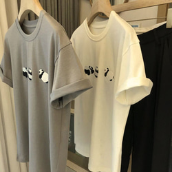 パンダ Tシャツ 夏 レディース 半袖 大人 かわいい アニマル おもしろ おしゃれな トップス 動物 人気 WFT58 5枚目の画像