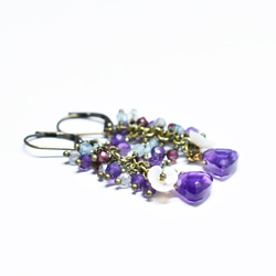 尚比亞紫水晶、重石珠、白珍珠牡蠣花耳環 第4張的照片