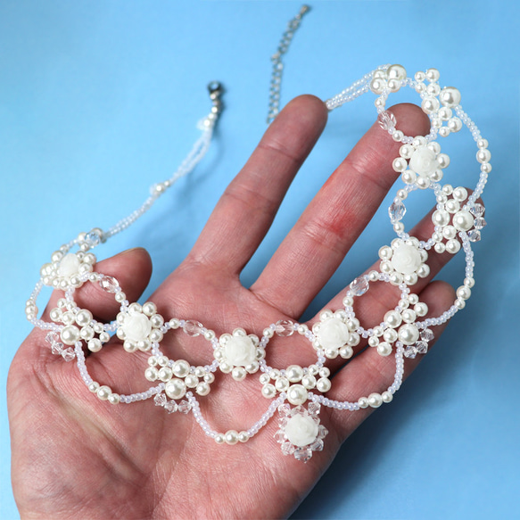 ◇ キット ジャスミン ネックレス ブライダル 自分で作る ウェディング パーティー ビーズキット アクセサリー制作 5枚目の画像