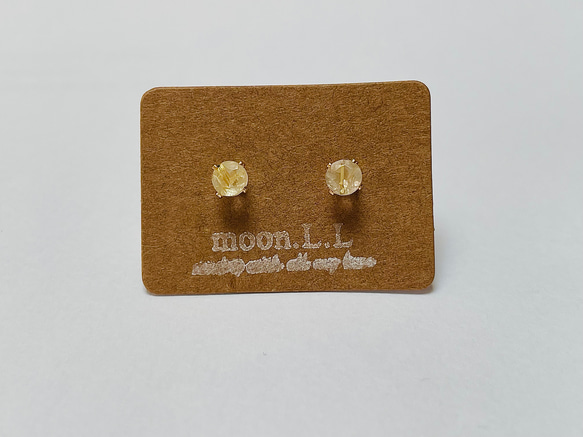 k14gf 〜ハニーゴールド〜 ゴールデンルチルクォーツのスタッドピアス 10枚目の画像