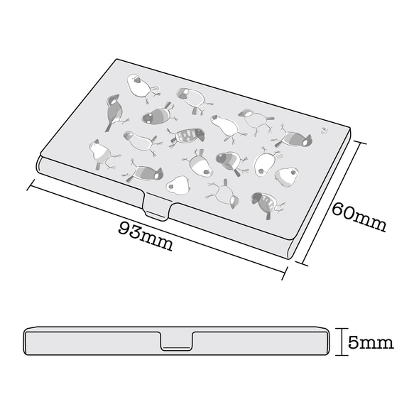 ステンレスカードケース　文鳥 2枚目の画像