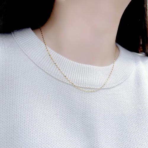 K18 ペタルチェーンネックレス 18金 ペタル 金属アレルギー対応