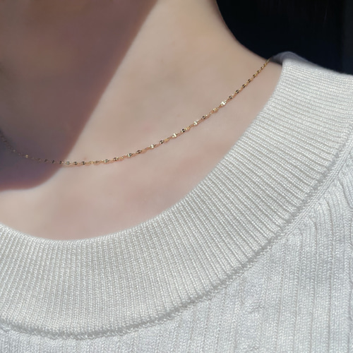 K18 ペタルチェーンネックレス 18金 ペタル 金属アレルギー対応