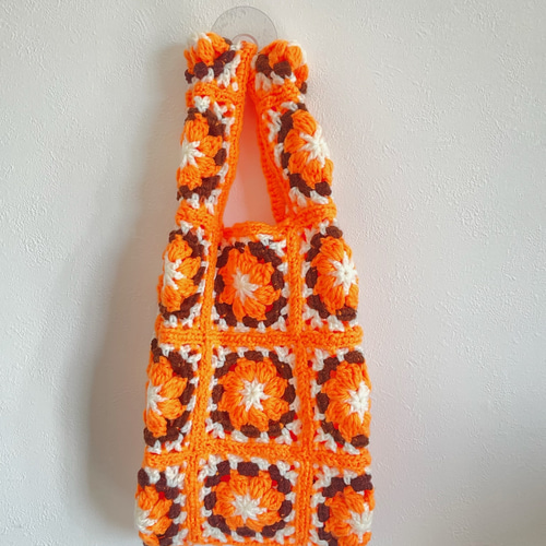 グラニースクエアバック モチーフバック お花のbag クロシェ編み