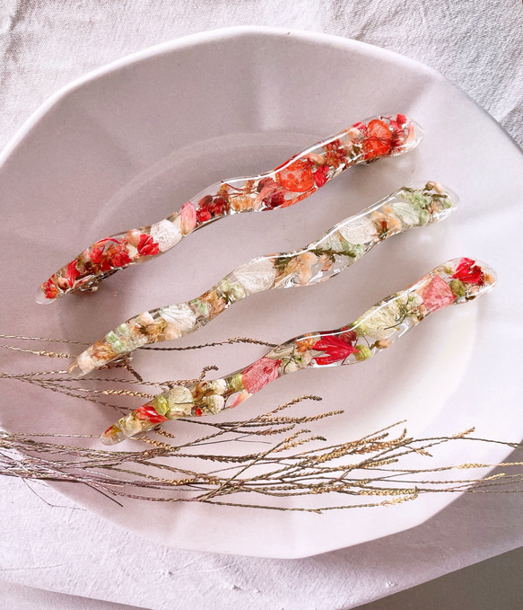 ロングバレッタ❁﻿桃色と水色の花かご 6枚目の画像