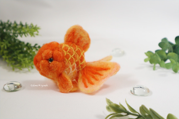 迷你紅色 Oranda 金魚羊毛氈水族箱母親節夏季春季 第1張的照片