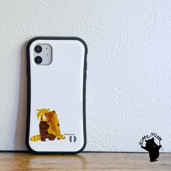 レッサーパンダのグリップケース iPhone15/14/13/12/11/XR/XS/X/8/7/SE3/SE2 かわい 1枚目の画像