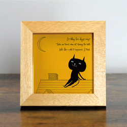 【額付き】 北欧　ネコ　猫　絵　絵画　アート　ポスター　黒猫　イラスト　グッズ　猫モチーフ　雑貨「ねこのひげ　0082」 1枚目の画像