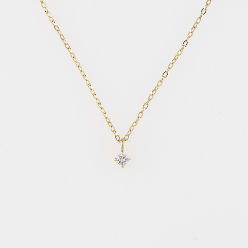 春のおしゃれに✨K18 一粒 ダイヤ 華奢 スキンジュエリー ネックレス  