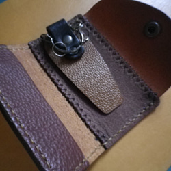 【送料無料】三色のブラウン牛革を使用したＴＩＯオリジナル二重リングタイプキーケース　TIO-K030 6枚目の画像