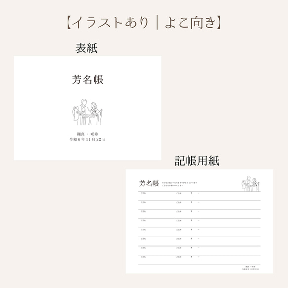 【芳名帳セット  (表紙付き) ＃7 和装デザイン】 ～期間限定～受付サインプレゼント    送料無料 4枚目の画像