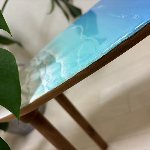 海のある暮らし 組み立て式サーフボード型ミニテーブル 海レジン