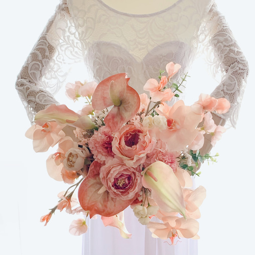 胡蝶蘭、アンスリウム、カラー ピーチファズ オレンジ ウェディング