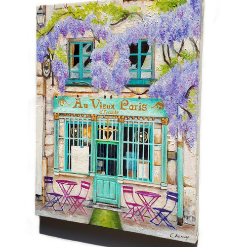 再販 可愛いカフェ巡り』 油絵 原画 手描き 絵画 チェリー Cherry 通販