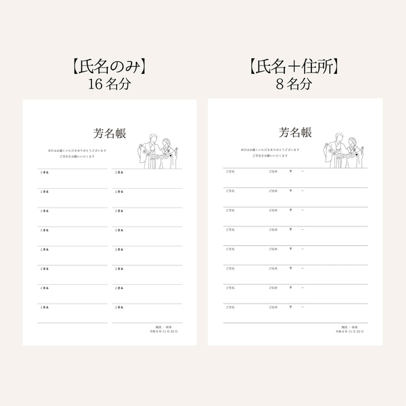 【芳名帳セット  (表紙付き) ＃7 和装デザイン】 ～期間限定～受付サインプレゼント    送料無料 6枚目の画像