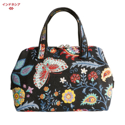 【送料無料】日本製 スペイン製生地 ゴブラン織り がま口型 ハンドバッグ 17枚目の画像