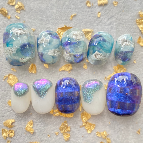 サイズオーダー】空ネイル マグネットネイル 個性派ニュアンスネイル  