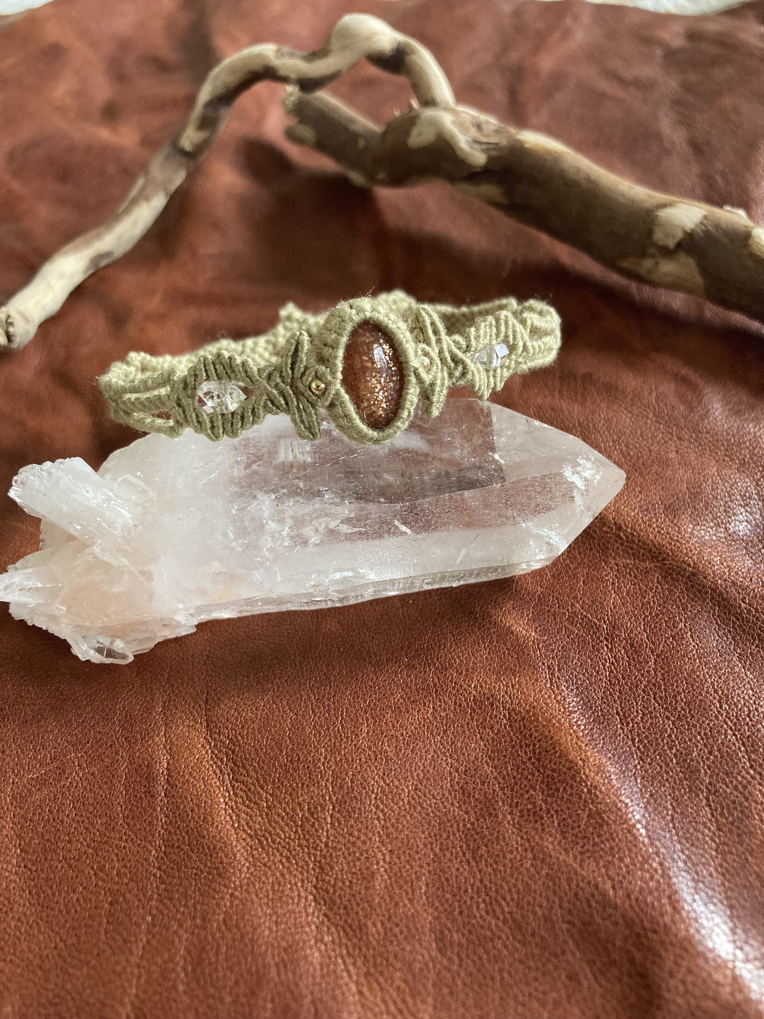 -絹糸-サンストーン×ハーキマーダイヤモンドブレスレット