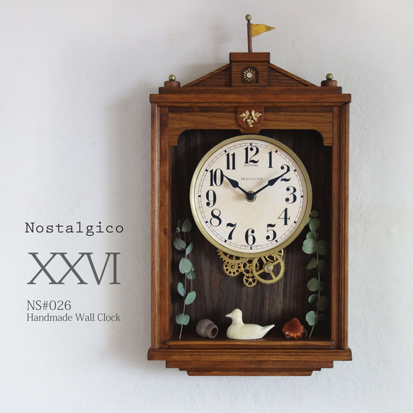 送料無料】Nostalgico#026レトロな掛け時計 Mサイズ 手作り品