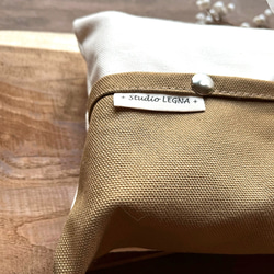 帆布のボックスティッシュケース⭐︎引っ掛け紐は本革 2枚目の画像