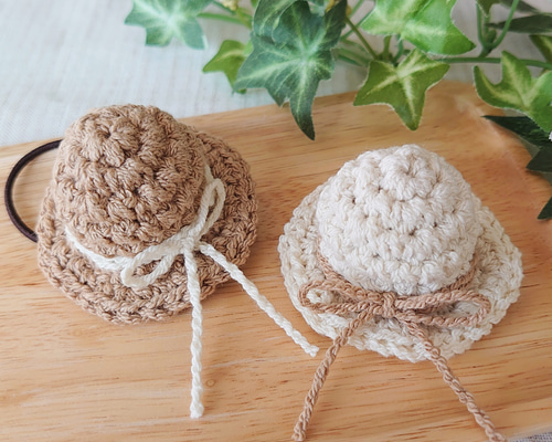 手編みのミニ麦わら帽子 ベビーヘアクリップ パッチンピン