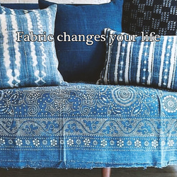 モン族伝統織物　藍染め　生地　刺繍　アップリケ　テーブルクロス　ハンドメイド　手芸　タペストリー mon-e 6枚目の画像