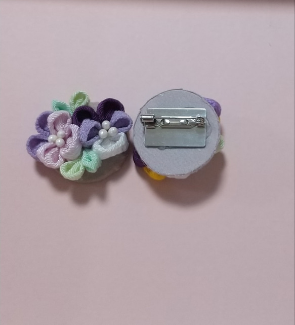 ☆つまみ細工のビオラ　スミレヘアクリップ☆　ベビー　女の子　選べるデザインとカラー　ブローチ 12枚目の画像