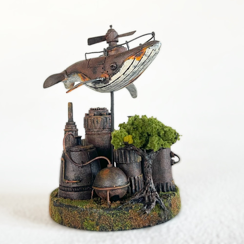 鯨で作られた 船 置物