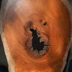 欅の輪切り 大きな楕円の一枚板ローテーブル （高さ・カラー変更無料） 14枚目の画像