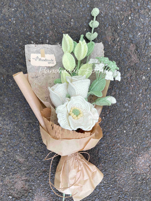 手工·鉤織·玫瑰花束·花·仿真花·花系列·情人節禮物·結婚禮物·禮物·礼品·棉線·創意·居家·復古風·婚禮·裝飾·饰品 第4張的照片