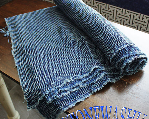 ストーンウォッシュ 生地販売 織物 手芸 綿素材 藍染め ハンドメイド
