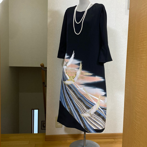 050留袖ワンピース 13号 裏地付なのでまとわりつかない 結婚式