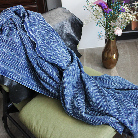 ストーンウォッシュ　生地販売　織物　手芸　綿素材　藍染め　ハンドメイド　インテリア  stw-d 6枚目の画像