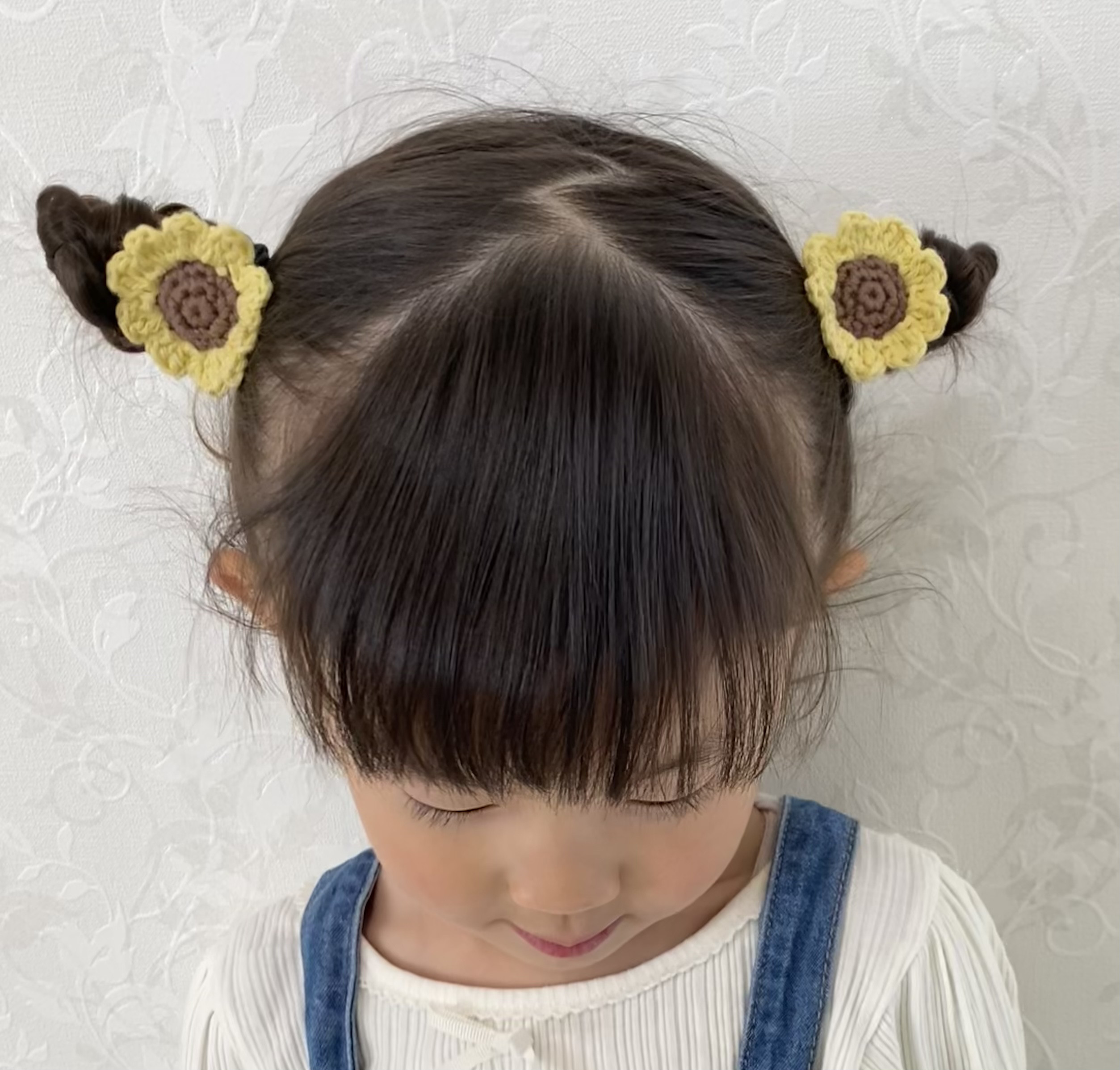 【オーダー♡くまひまわり】ヘアクリップ　ヘアピン　ヘアゴム　ベビー　キッズ