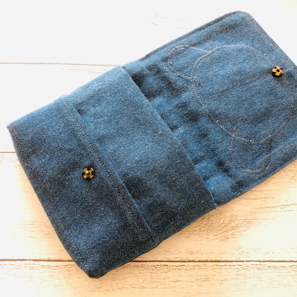 パッチワークくまさん移動ポケット【denim】 4枚目の画像