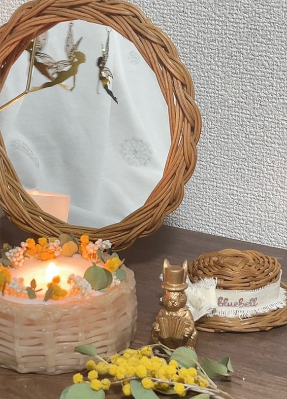 花咲くbasket candle 〈3月限定のミモザ with うさぎ〉　香りが選べるアロマキャンドル　ギフト　母の日 9枚目の画像