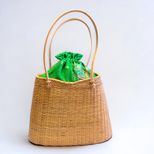 送料無料』アタバッグ アタ製 手編み カゴバッグ アタかご 天然 三角  