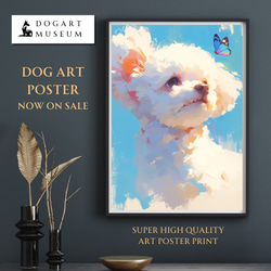【新作】原画一点物 絵画 『bitter』犬の絵 イラスト トイプードル アート 蝶犬戯舞 - トイプードル犬の子犬 No.3】春・蝶・子犬・アート