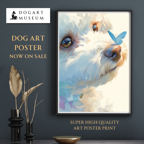 【新作】原画一点物 絵画 『bitter』犬の絵 イラスト トイプードル アート 蝶犬戯舞 - トイプードル犬の子犬 No.4】春・蝶・子犬・アート