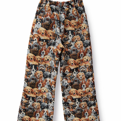 犬柄ゴブラン織りワイドパンツ キュロット・ワイドパンツ Hand