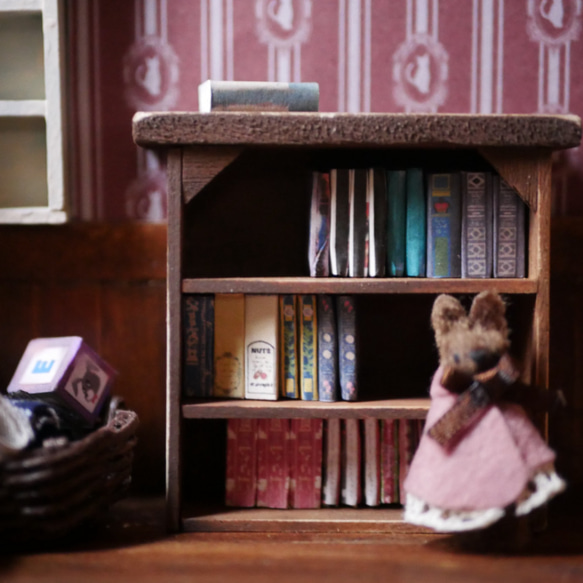 微型玩具屋書架和外國書籍 第8張的照片