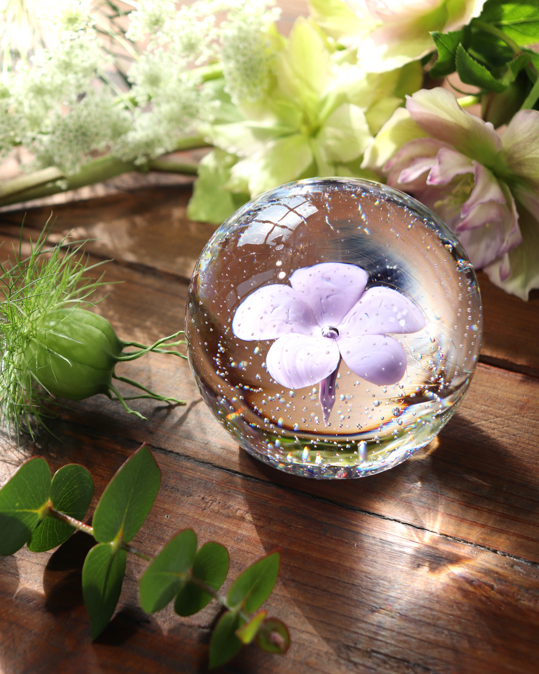 手元供養『こはる -水中花（ラベンダー）-』ガラス位牌 メモリアル仏具 祈り 遺灰 遺骨 ペット 愛犬 愛猫 分骨