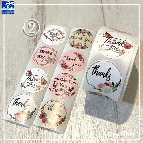 【丸＃12】ツヤありショップシール★サンキューシールアクセサリー台紙の梱包お供に 楽天市場】Thank you シール 50枚 長方形 柄 ラッピング プチ