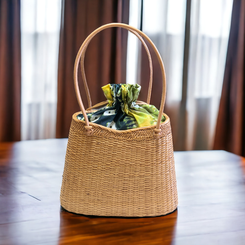 送料無料』アタバッグ アタ製 手編み カゴバッグ アタかご 天然 三角  