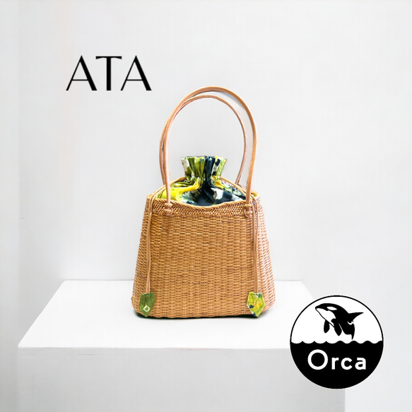 送料無料』アタバッグ アタ製 手編み カゴバッグ アタかご 天然 三角  