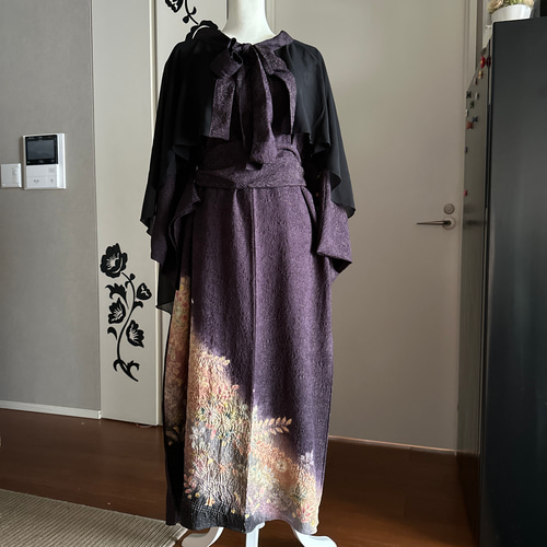 着物　訪問着リメイク ロングワンピース　Lサイズ 持込専用】着物リメイクフルオーダー 留袖/振袖/訪問着ワンピース(裏地