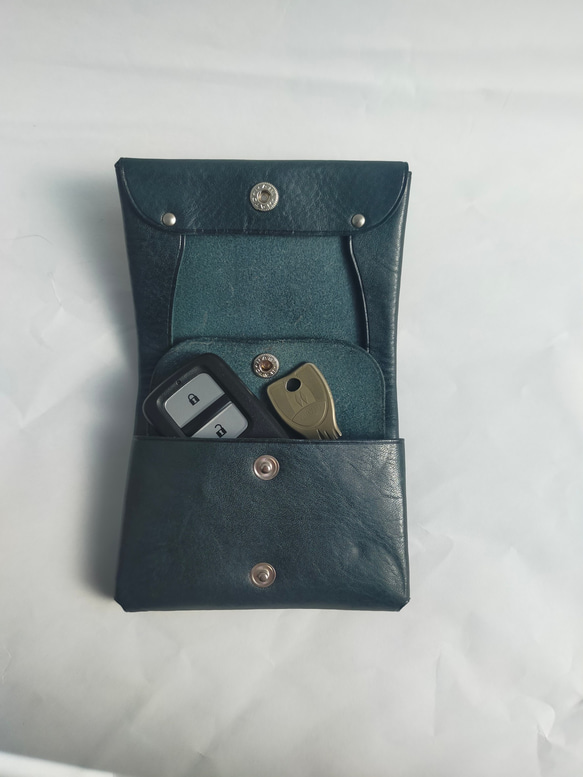 コンパクト財布　ミニ　小さいさいふ 姫路オイルシュリンクルレザー　小さい財布　レッド　赤 12枚目の画像